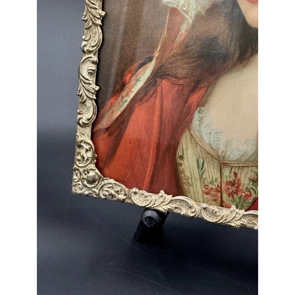 1909 Calendar Girl Prudential 8 X 10 Victorian Ornate Gold Frame